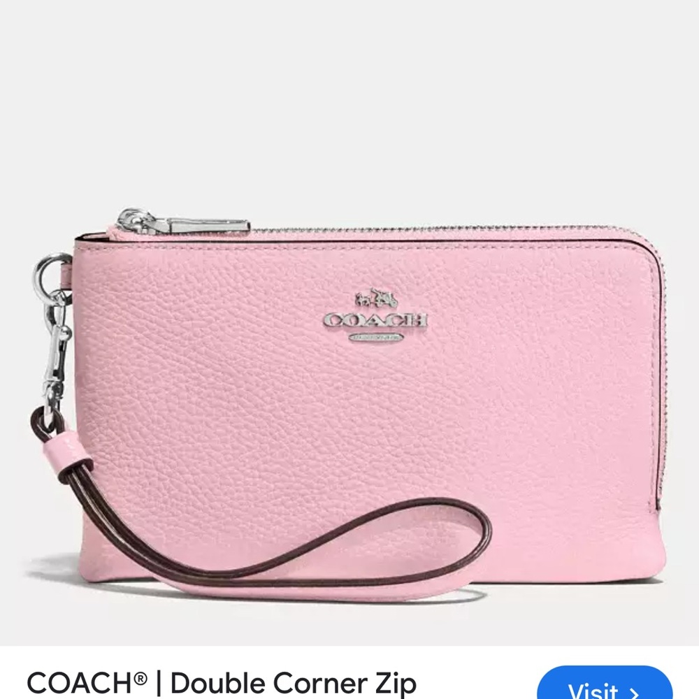 Coach Light Pink Double Zip Wristlet
